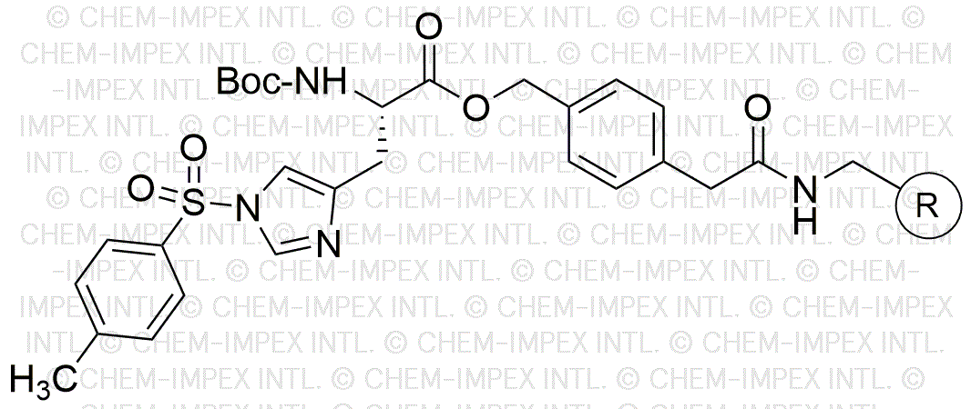 Résine Nα-Boc-Nim-4-toluènesylfonyl-L-histidine 4-oxyméthylphénylacétamidométhyl