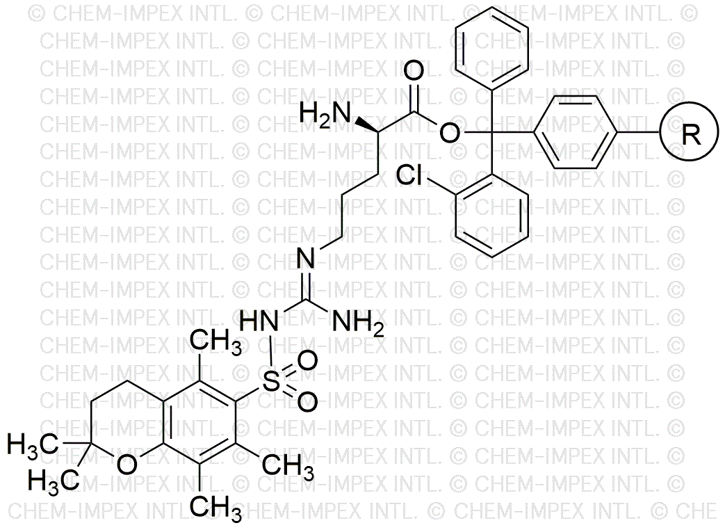 Resina de Nω-(2,2,5,7,8-pentametilcroman-6-sulfonil)-D-arginina-2-clorotritilo (0,3 - 0,9 meq/g, malla 200 - 400)