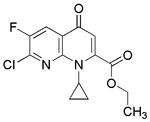 Ethyl 1-cyclopropyl-7-chloro-6-fluoro-1,4-dihydro-4-oxo-1,8-naphthyridine carboxylate