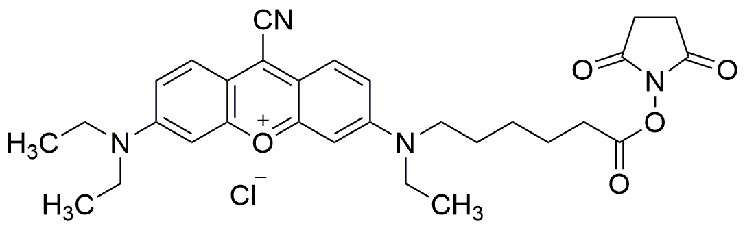 9-Cyano-N,N,N'-triethylpyronine-N'-caproic acid N-hydroxysuccinimide ester chloride