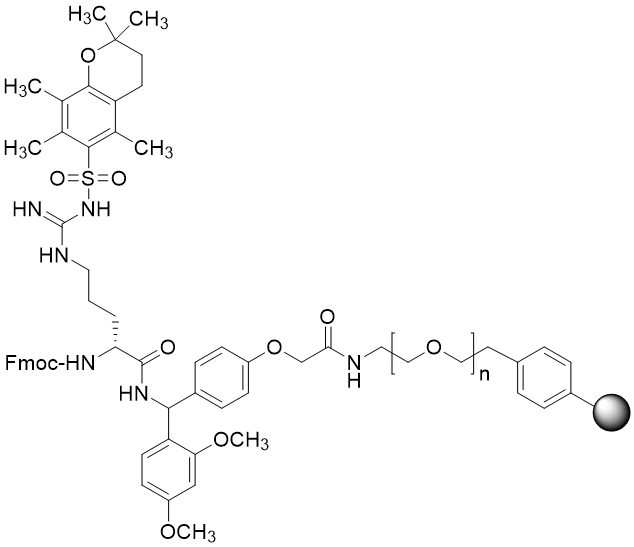 Fmoc-D-Arg(Pmc) TentaGel S RAM resin (0.16 - 0.26 mmol/g, 90 mm mesh)