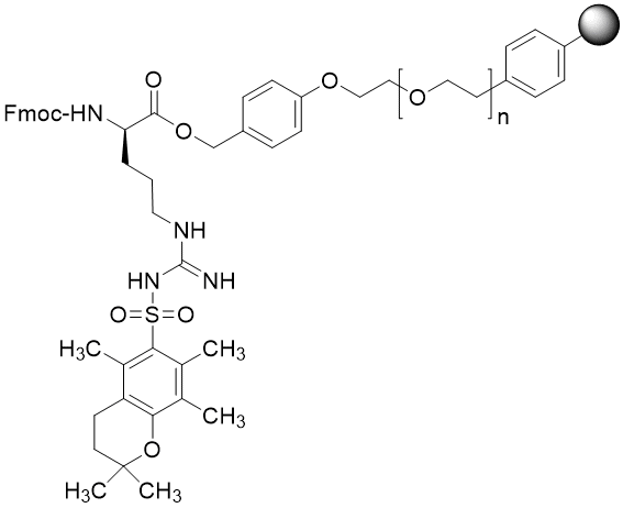 Fmoc-D-Arg(Pmc) TentaGel S PHB resin (0.16 - 0.26 mmol/g, 90 mm mesh)