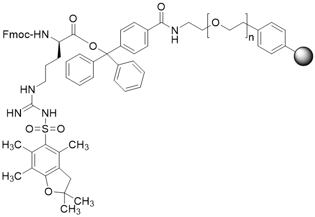 Fmoc-D-Arg(Pbf) TentaGel S TRT resin (0.15 - 0.25 mmol/g, 90 mm mesh)