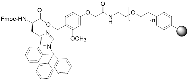 Fmoc-D-His(Trt) TentaGel S AC resin (0.16 - 0.26 mmol/g, 90 mm mesh)