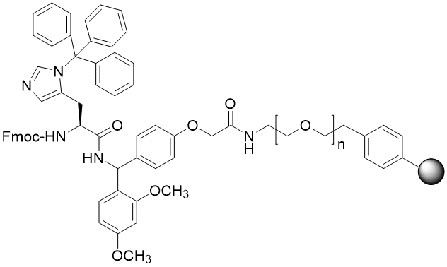 Fmoc-His(Trt) TentaGel S RAM resin (0.16 - 0.26 mmol/g, 90 mm mesh)