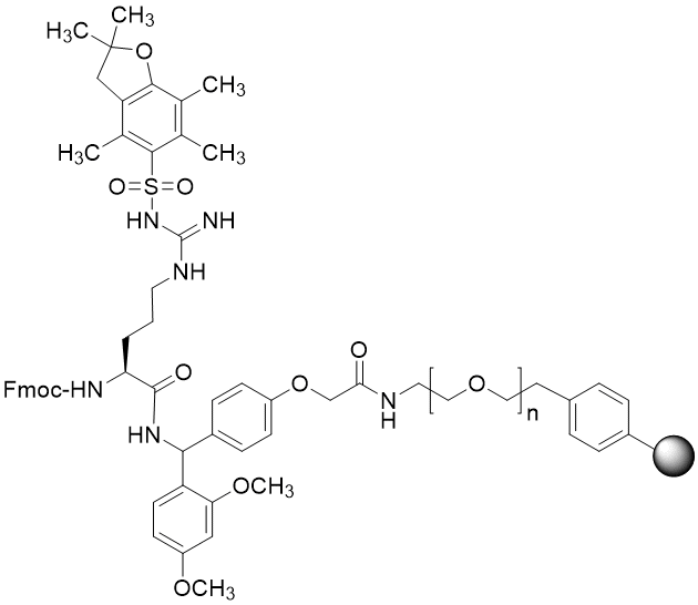 Fmoc-Arg(Pbf) TentaGel S RAM resin (0.16 - 0.26 mmol/g, 90 mm mesh)