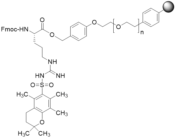 Fmoc-Arg(Pmc) TentaGel S PHB resin (0.16 - 0.26 mmol/g, 90 mm mesh)