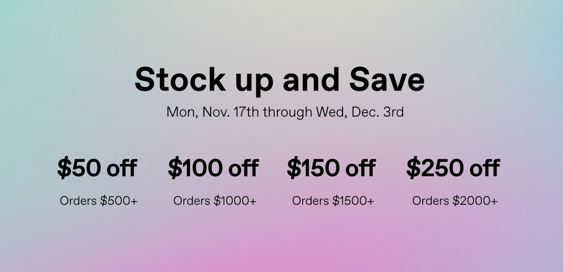 Chem-Impex Small Business Saturday Stock up and Save Sale, November 17th through December 3rd, 2025. $50 off orders $500+. $100 off orders $1000+. $150 off orders $1500+. $250 off orders $2000+.
