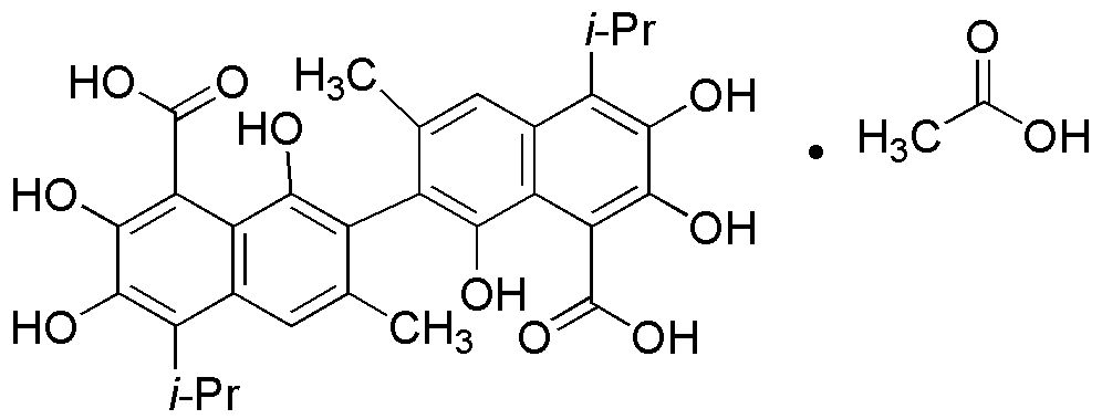 Acetato de gosipol extraído de la semilla de Gossypium Hirsurun Linn.