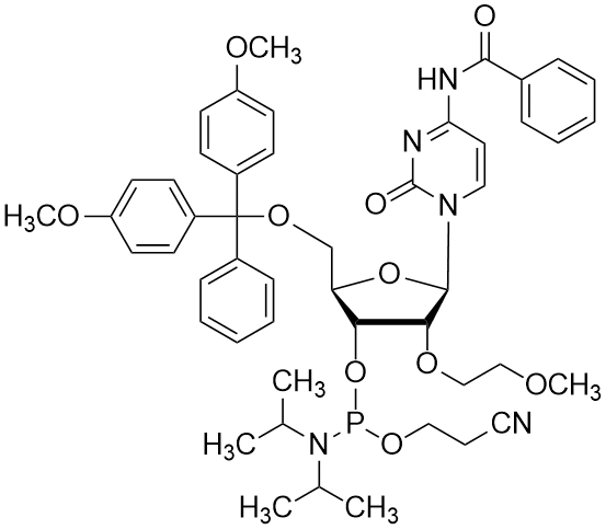 N-Benzoil-5'-O-(4,4'-Dimetoxitritil)-3'-O-[(2-cianoetoxi)(diisopropilamino)fosfino]-2'-O-(2-metoxietil)citidina