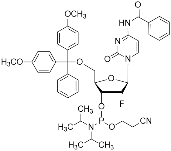 N-Benzoyl-5'-O-(4,4'-dimethoxytrityl)-2'-deoxy-2'-fluorocytidine-3'-[2-cyanoethyl N,N-bis(1-methylethyl)phosphoramidite]