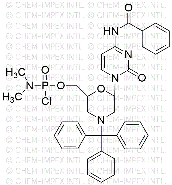 6-(4-benzamido-2-oxopyrimidin-1(2H)-yl)-4-tritylmorpholin-2-yl)methyl dimethylphosphoramidochloridate