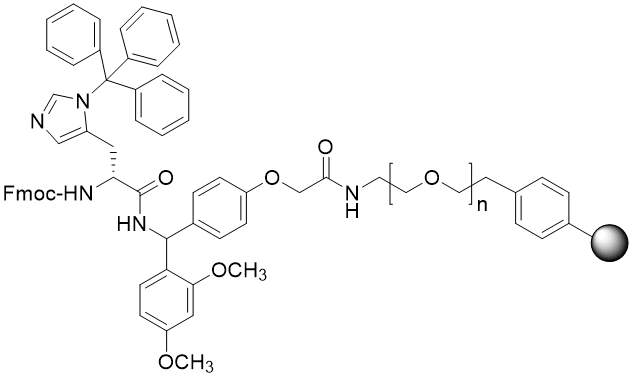 Fmoc-D-His(Trt) TentaGel S RAM resin (0.16 - 0.26 mmol/g, 90 mm mesh)