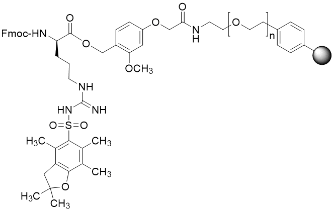Fmoc-D-Arg(Pbf) TentaGel S AC resin (0.16 - 0.26 mmol/g, 90 mm mesh)