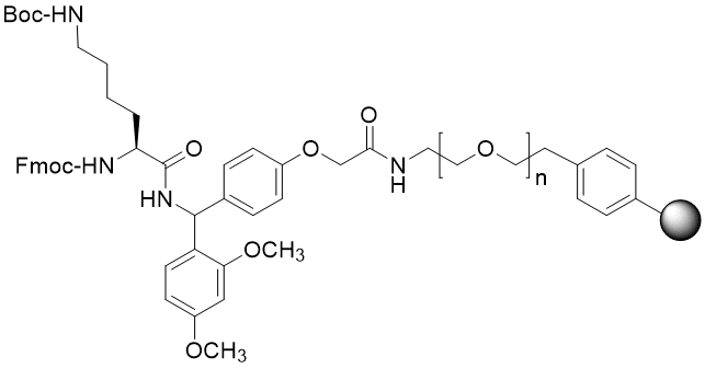 Fmoc-Lys(Boc) TentaGel S RAM resin (0.16 - 0.26 mmol/g, 90 mm mesh)