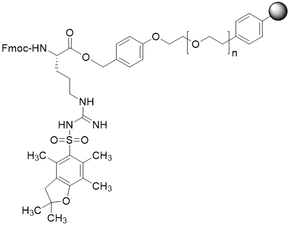 Fmoc-Arg(Pbf) TentaGel S PHB resin (0.16 - 0.26 mmol/g, 90 mm mesh)