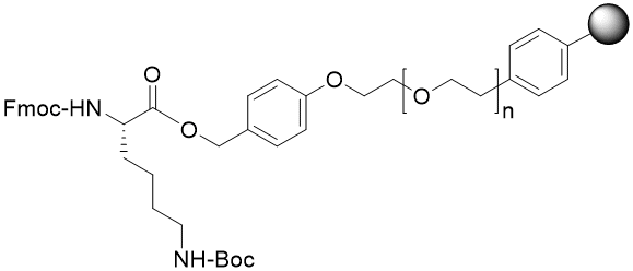 Fmoc-Lys(Boc) TentaGel R PHB resin (0.15 - 0.22 mmol/g, 90 mm mesh)