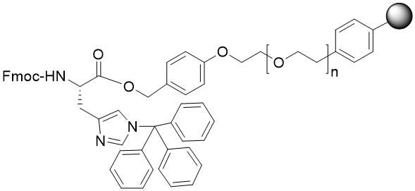 Fmoc-His(Trt) TentaGel R PHB resin (0.15 - 0.22 mmol/g, 90 mm mesh)