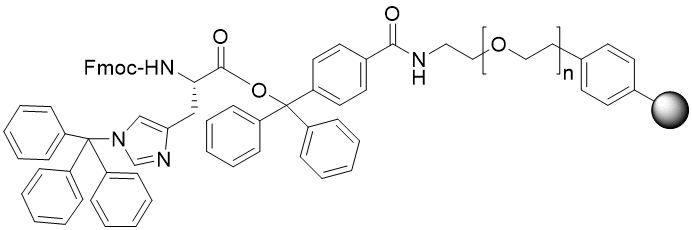 Fmoc-His(Trt) TentaGel R TRT resin (0.1 - 0.22 mmol/g, 90 mm mesh)