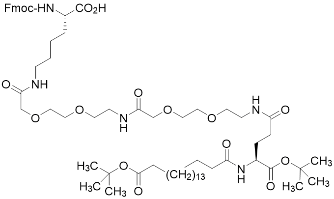 Fmoc-L-Lys[Oct-(OtBu)-Glu-(OtBu)-AEEA-AEEA]-OH