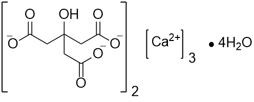 Calcium citrate tetrahydrate, Microbial tested, Aerobic plate count: &le; 103 cfu/g, Yeast and Mold count: &le; 102 cfu/g, Total Coliforms: Negative