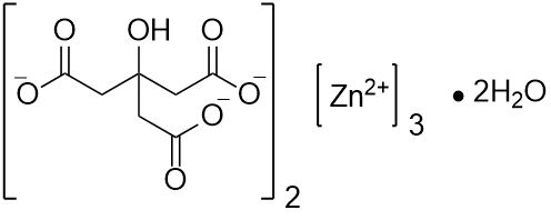 Zinc citrate dihydrate, Microbial tested, Aerobic plate count: &le; 103 cfu/g, Yeast and Mold count: &le; 102 cfu/g, Total Coliforms: Negative